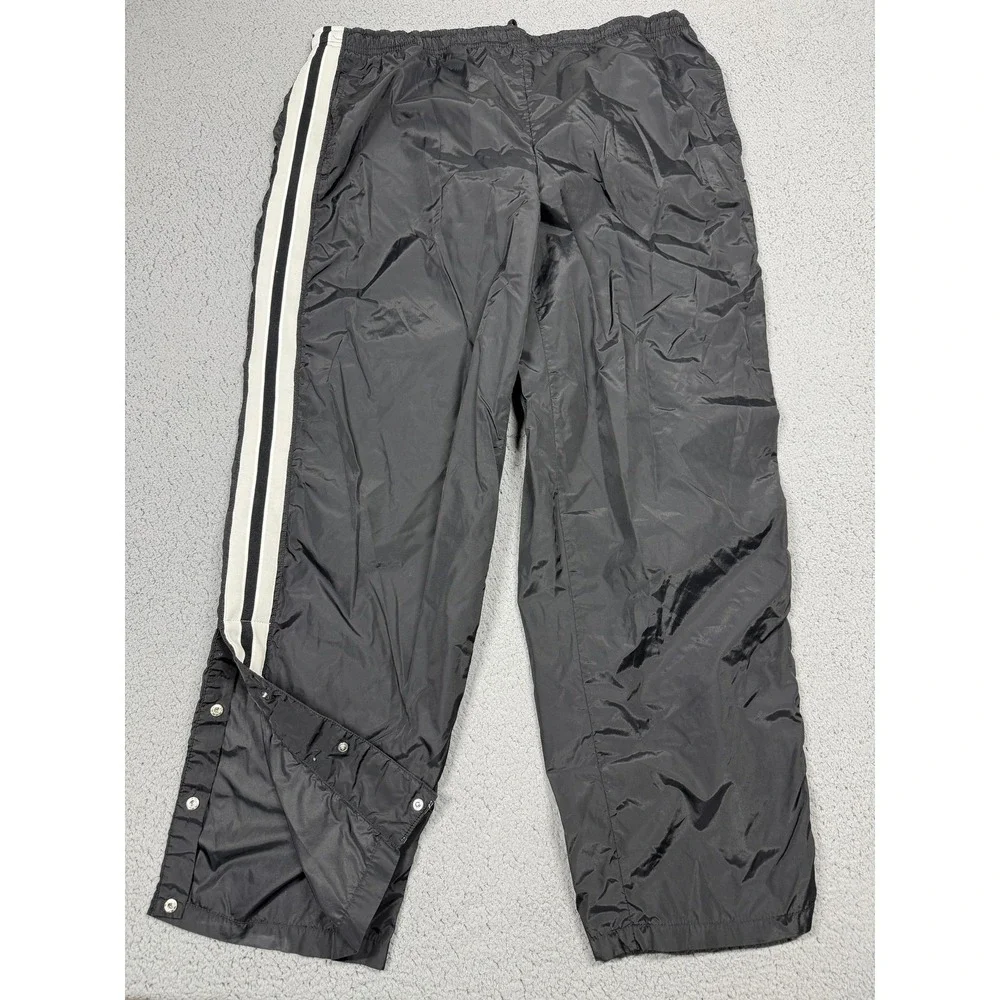VTG Nike Pants Mens 2XL Black Woven Track Snap Leg Side Stripe Warm Up Athletic